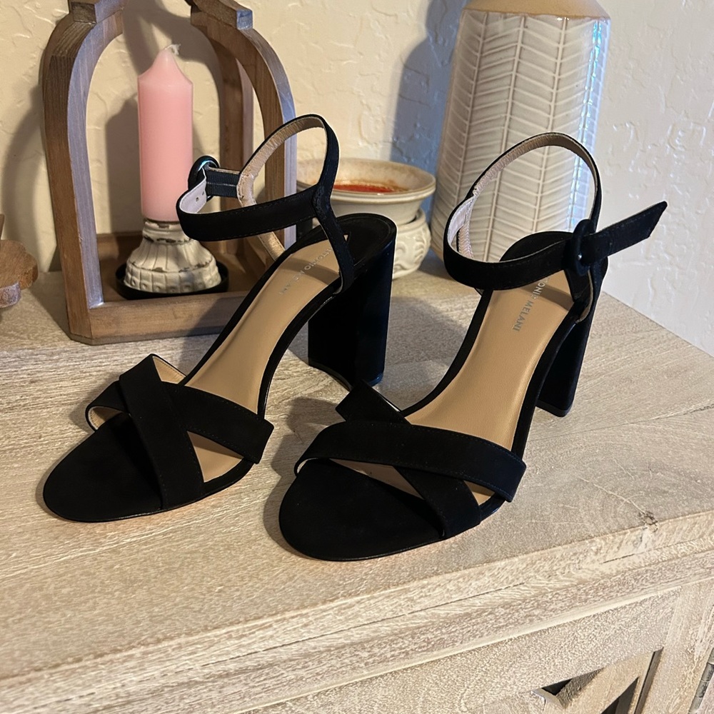ANTONIO MELANI Black High Heel Suede Heels